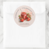 Rustieke Waterverf Strawberry Jam Jar Canning Labe Ronde Sticker (Tas)