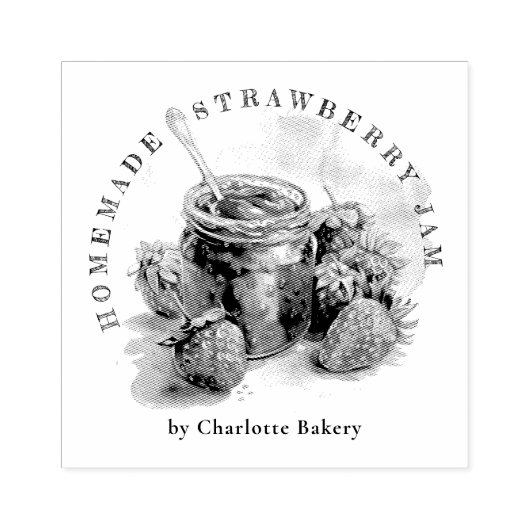Rustieke Waterverf Strawberry Jam Jar Pakket Label Rubberstempel (Afrduk)