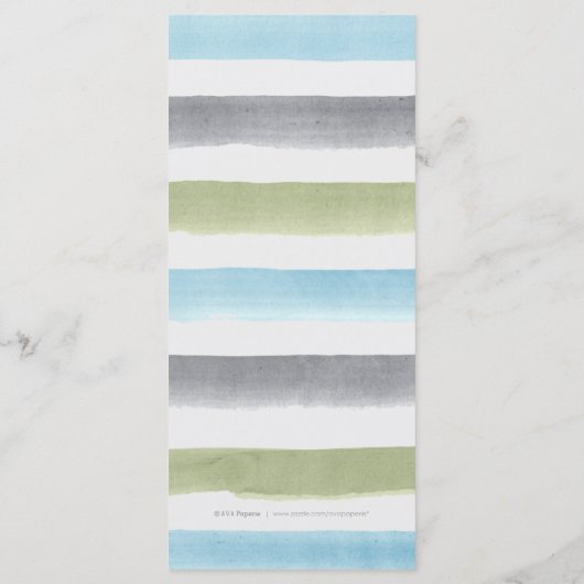 Rustieke waterverf strepen strand bruiloft menu (Achterkant)