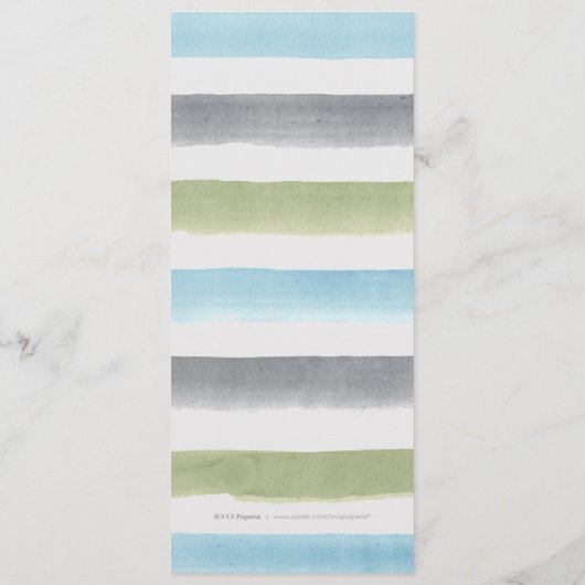 Rustieke waterverf strepen strand bruiloft menu (Achterkant)