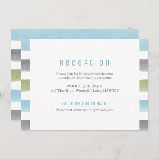 Rustieke waterverf strepen strand bruiloft recepti kaart (Voorkant / Achterkant)