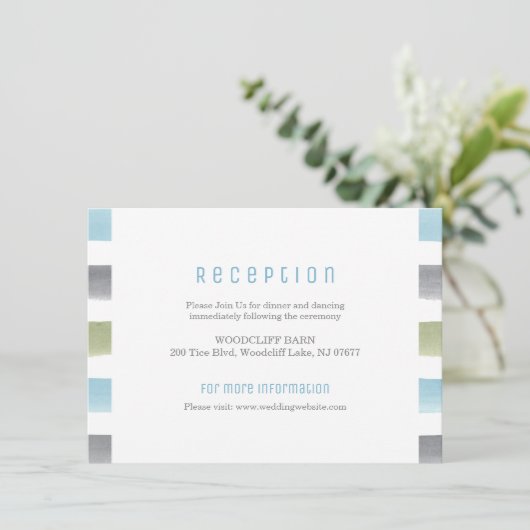 Rustieke waterverf strepen strand bruiloft recepti kaart (Staand voorkant)