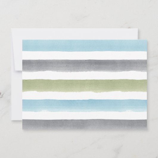 Rustieke waterverf strepen strand bruiloft recepti kaart (Achterkant)