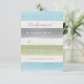 Rustieke waterverf strepen strand bruiloft RSVP (Staand voorkant)