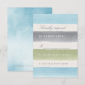 Rustieke waterverf strepen strand bruiloft RSVP Kaartje (Voorkant / Achterkant)