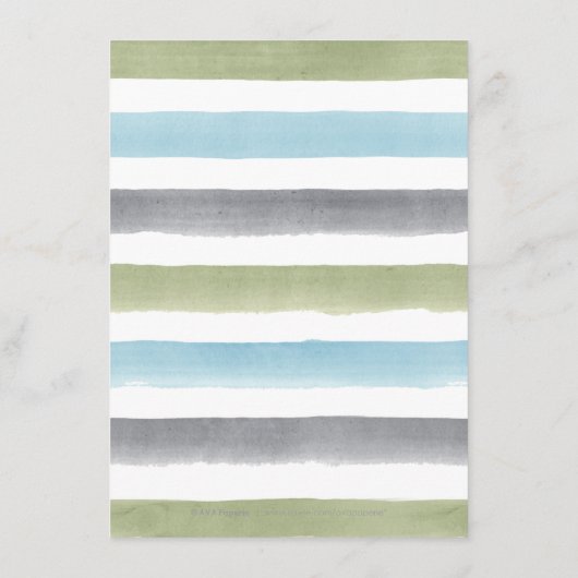 Rustieke waterverf strepen strand trouwdetail informatiekaartje (Achterkant)