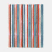 Rustieke Waterverf Stripes - Rood, Blauw en Bruin Fleece Deken (Voorkant)