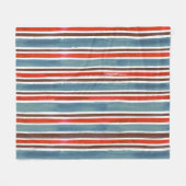 Rustieke Waterverf Stripes - Rood, Blauw en Bruin Fleece Deken (Voorkant (Horizontaal))