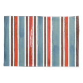 Rustieke Waterverf Stripes - Rood, Blauw en Bruin Kussensloop (Achterkant-Links)