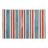 Rustieke Waterverf Stripes - Rood, Blauw en Bruin Kussensloop (Achterkant-Rechts)