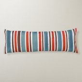 Rustieke Waterverf Stripes - Rood, Blauw en Bruin Lichaamskussen (Achterkant)
