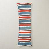 Rustieke Waterverf Stripes - Rood, Blauw en Bruin Lichaamskussen (Achterkant (Verticaal))