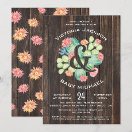Rustieke Waterverf Succulent Baby shower Kaart