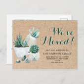 Rustieke Waterverf Succulent Bewegende Aankondigin Briefkaart (Voorkant / Achterkant)