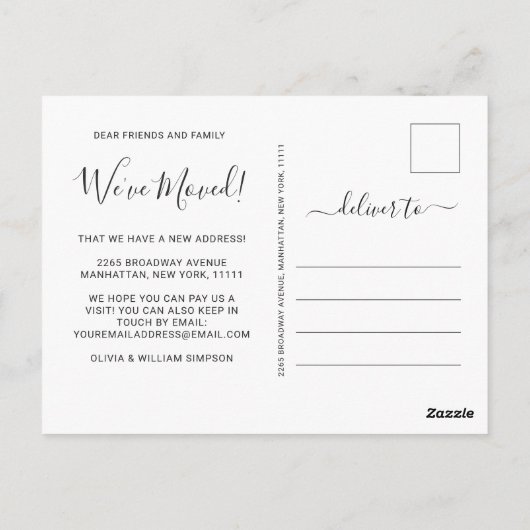 Rustieke Waterverf Succulent Bewegende Aankondigin Briefkaart (Achterkant)