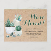 Rustieke Waterverf Succulent Bewegende Aankondigin Briefkaart (Voorkant)