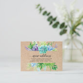 Rustieke Waterverf Succulent Bewegende Aankondigin Informatiekaartje (Staand voorkant)