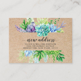 Rustieke Waterverf Succulent Bewegende Aankondigin Informatiekaartje