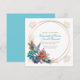 Rustieke Waterverf Succulent, blauwgroene Huwelijk Kaart