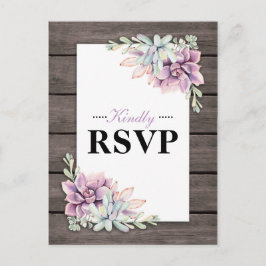 Rustieke Waterverf Succulent Bloemen Bruiloft RSVP Uitnodiging Briefkaart