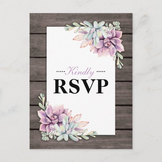 Rustieke Waterverf Succulent Bloemen Bruiloft RSVP Uitnodiging Briefkaart (Voorkant)