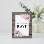 Rustieke Waterverf Succulent Bloemen Bruiloft RSVP Uitnodiging Briefkaart (Staand voorkant)