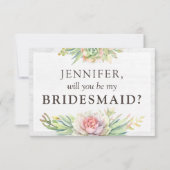 Rustieke Waterverf Succulent Bridal Party Voorstel Kaart (Voorkant)