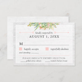 Rustieke Waterverf Succulent Bruiloft RSVP Kaart