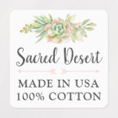 Rustieke Waterverf Succulent Cactus Custom Kleding Labels (Design 2)