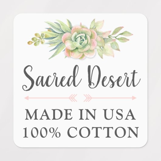 Rustieke Waterverf Succulent Cactus Custom Kleding Labels (Design 1)