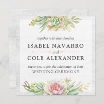 Rustieke Waterverf Succulent Cactus Vierkante Brui