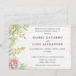 Rustieke Waterverf Succulent Cactussen Verlovingsf Kaart