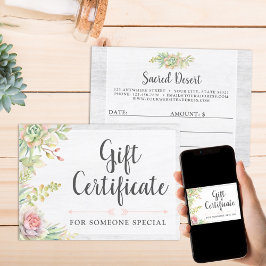 Rustieke Waterverf Succulent Cadeaubonkaart Kaart