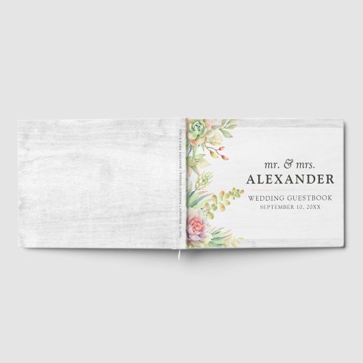 Rustieke Waterverf Succulent Desert Cactus Bruilof Gastenboek (Volledig)