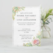 Rustieke Waterverf Succulent Desert Cactus Bruilof Kaart (Staand voorkant)