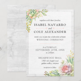 Rustieke Waterverf Succulent Desert Cactus Bruilof Kaart