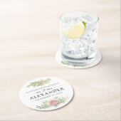 Rustieke Waterverf Succulent Desert Cactus Bruilof Ronde Kartonnen Onderzetter (Insitu)