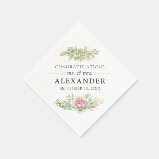 Rustieke Waterverf Succulent Desert Cactus Bruilof Servet (Hoek)