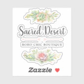 Rustieke Waterverf Succulent Desert Cactus Logo Sticker (Vel)