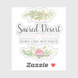 Rustieke Waterverf Succulent Desert Cactus Logo Sticker