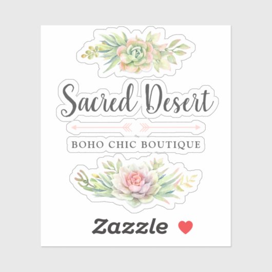 Rustieke Waterverf Succulent Desert Cactus Logo Sticker (Vel)