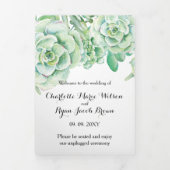 Rustieke Waterverf Succulent Desert Foto Bruiloft Drieluik Programma (Cover)