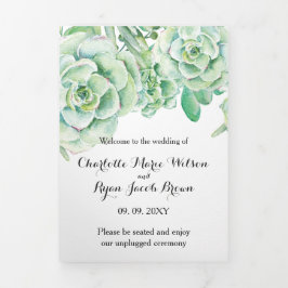 Rustieke Waterverf Succulent Desert Foto Bruiloft Drieluik Programma