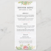 Rustieke Waterverf Succulent Desert Wedding Menu (Voorkant)
