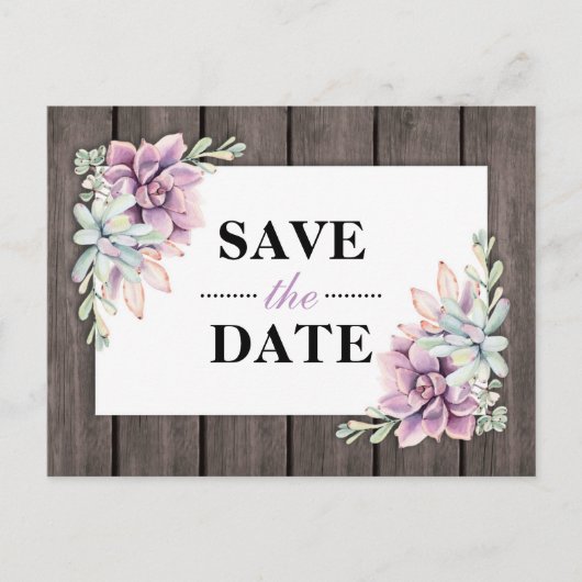 Rustieke Waterverf Succulent Floral Save the Date Aankondigingskaart (Voorkant)