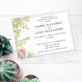 Rustieke Waterverf Succulent Paar Trouwdouche Kaart