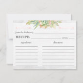 Rustieke Waterverf Succulent Recept Kaart voor bru (Achterkant)