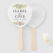 Rustieke Waterverf Succulente Namen & Trouwdatum Handwaaier (Voorkant en achterkant)