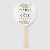 Rustieke Waterverf Succulente Namen & Trouwdatum Handwaaier (Voorkant)