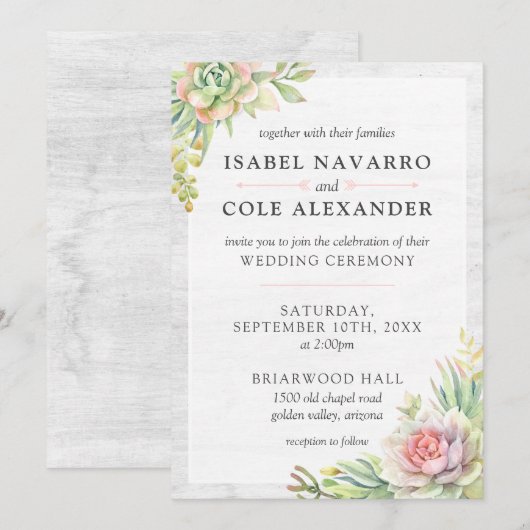 Rustieke Waterverf Succulente Woestijn Cactus Brui Kaart (Voorkant / Achterkant)